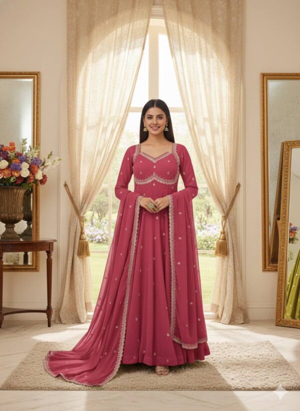 Presenting By New Party Wear Look Fox Gerorrget Gown With Dupatta , pant , 3MM Rembo sequence with Zari