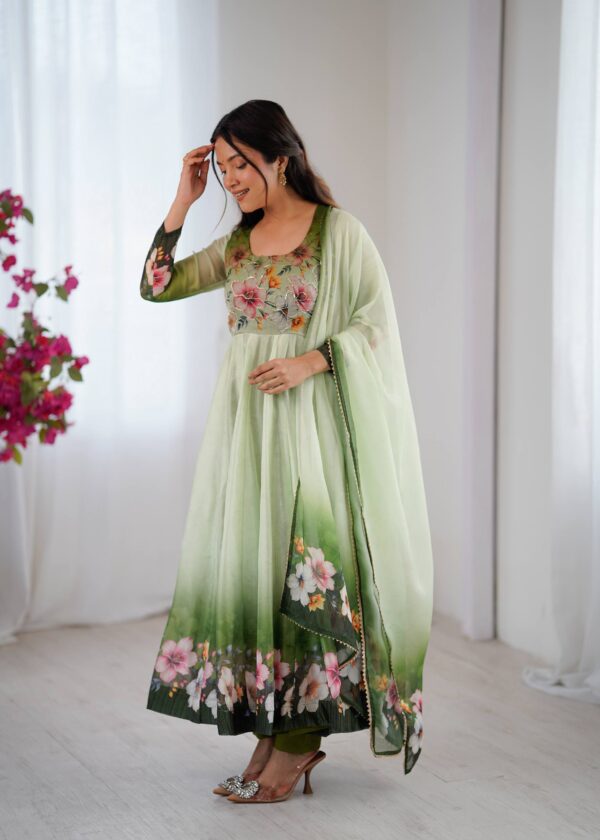 Presenting By New Party Wear Look Organza Taby Silk Gown With Dupatta , bottom