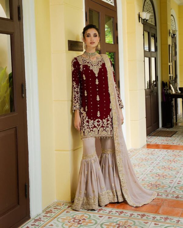*Presenting New Designer Party wear Eid Collection Pure Heavy Faux Georgette With Heavy Embroidery Coding Dori-Sequence Work Top-Bottom And Dupatta Set Fully Stitched Ready To Wear 🔥😍🥰*